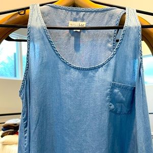 Maison Jules Chambray Tank Top, Size XS